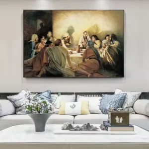 The Last Supper Da Vinci Famous Oil Painting on Canvas Jesus Religious Posters and Prints Wall Picture for Living Room Decor