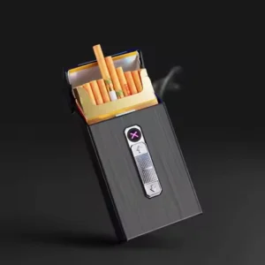 The New USB Dual-arc Lighter Waterproof Cigarette Case 20 Ordinary Cigarettes Storage Box Ignition Two-in-one Men's Gift