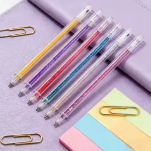 This glitter gel pen set offers vibrant colors and shimmer ink for sparkling notes, crafts, and creativity.