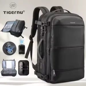 Tigernu Vacuum Compression Backpack Men Women Expandable Travel Backpacks Luggage With USB Large Capacity For 17 Laptop Back