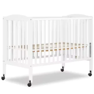 ull-Size 2-in-1 olding Baby Crib in White, GreenGuard Gold & BSA, Portable, Patented Quick olding System, Strong Wheels, 2 Adjus