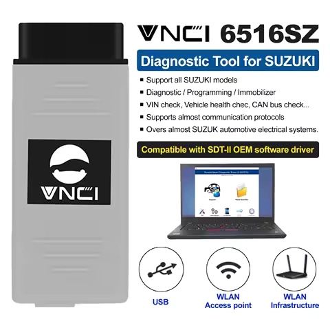 VNCI 6516SZ for Suzuki Automobile OBDII Diagnostic Tool Programming Immobilizer WLAN Adapter for STD2 OEM Software Scanner Tool