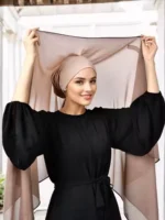 Women Chiffon Hijab With Magnetic Buckle Solid Color Pearl Chiffon Scarf Muslim Instant Hijab Islamic Turban