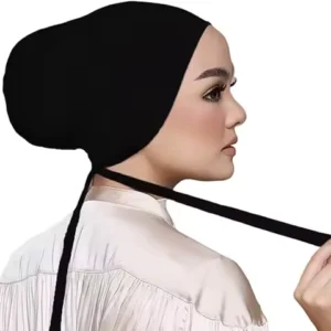 Women Inner Hijab Undercap Hat Islamic Muslim Jersey Under Hijab Caps with Tie-Back Closure