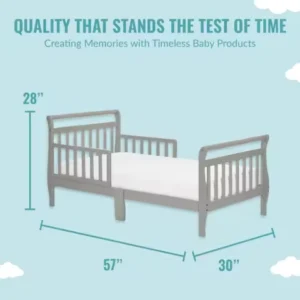 Wood Toddler Bed with Sleigh Design, Low Floor Baby Safety Certified