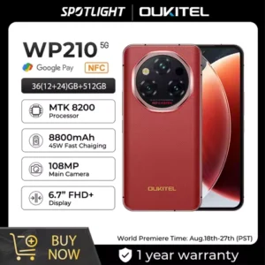 ãWorld PremiereãOUKITEL WP210 Rugged Phone - MTK 8200, 36GB 512GB, 8800mAh 45W, 6.7", 108MP NFC Android15 Smartphone WIFI/5G